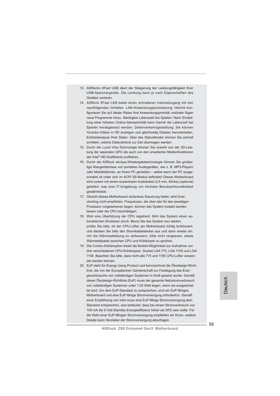 Deutsch | ASRock Z68 Extreme4 Gen3 User Manual | Page 55 / 322