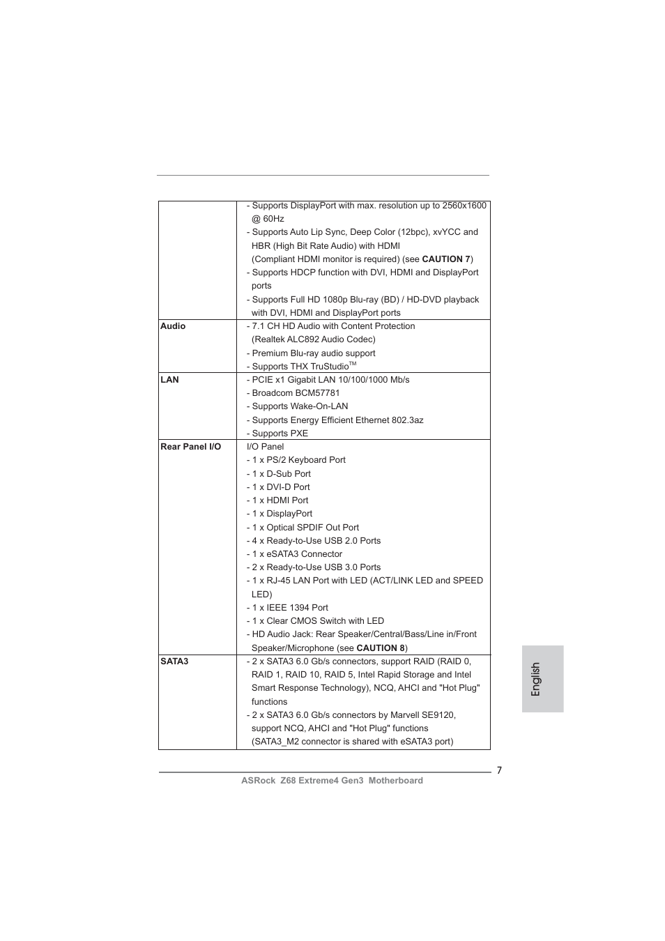 English | ASRock Z68 Extreme4 Gen3 User Manual | Page 7 / 322