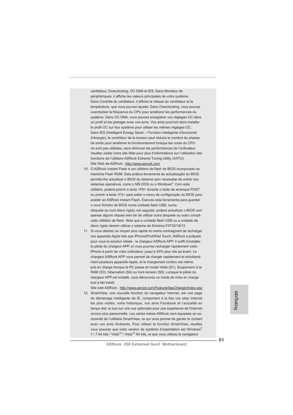 Français | ASRock Z68 Extreme4 Gen3 User Manual | Page 83 / 322