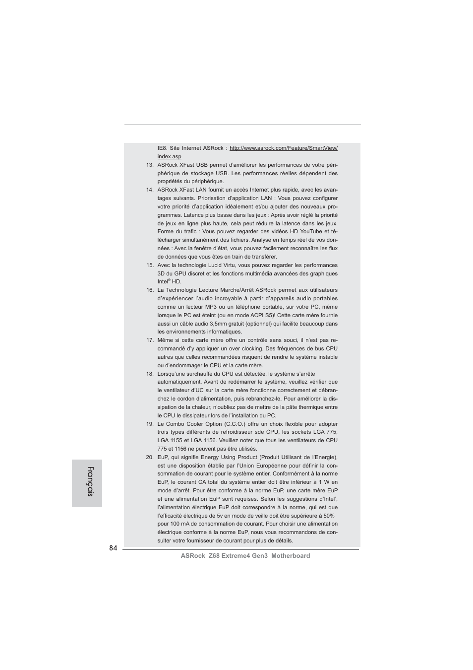 Français | ASRock Z68 Extreme4 Gen3 User Manual | Page 84 / 322