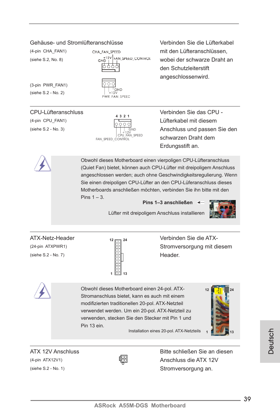 Deutsch | ASRock A55M-DGS User Manual | Page 39 / 163