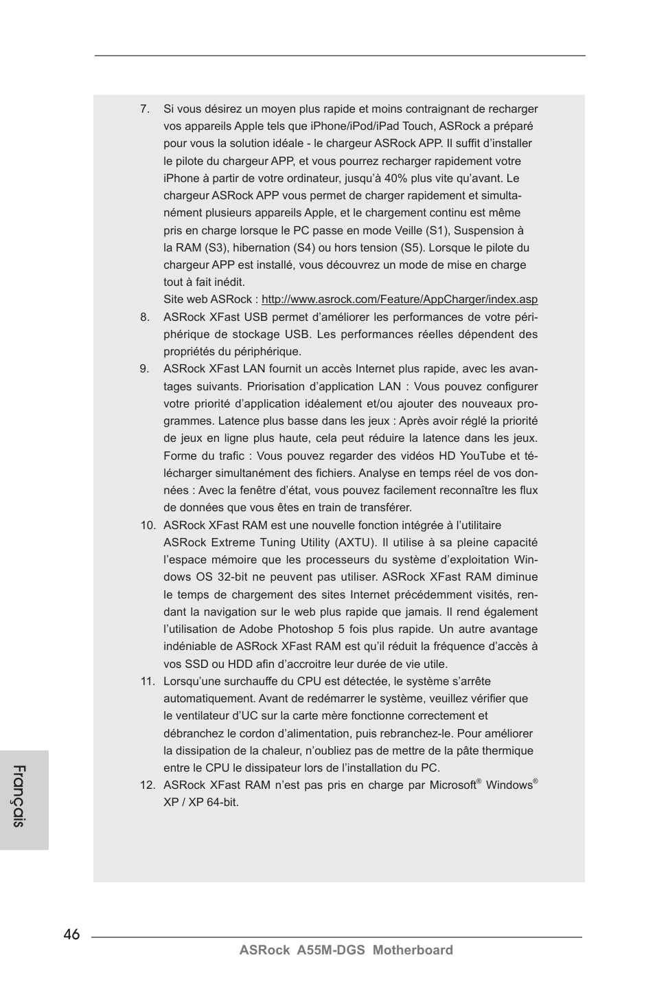 Français | ASRock A55M-DGS User Manual | Page 46 / 163