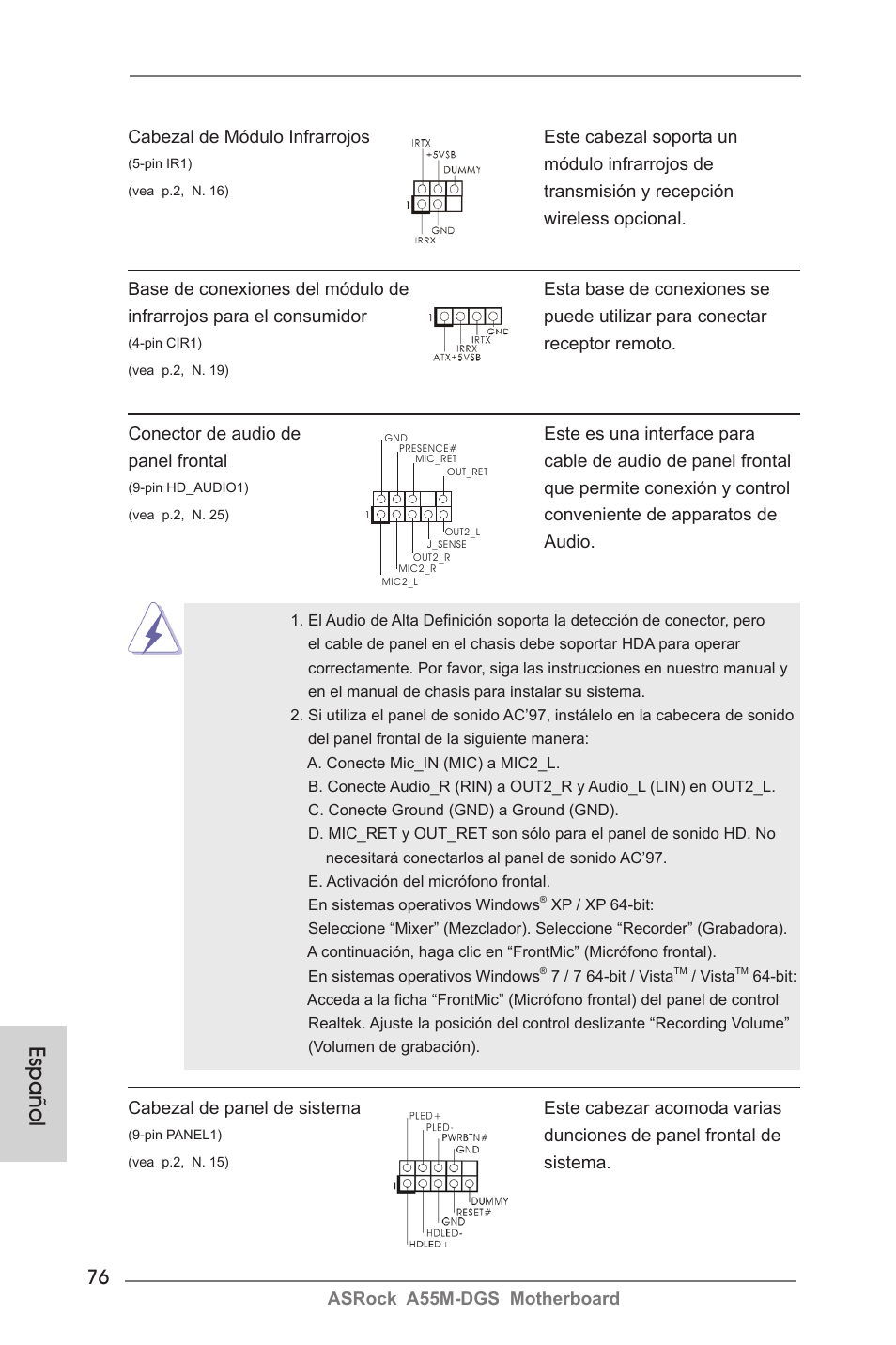 Español | ASRock A55M-DGS User Manual | Page 76 / 163