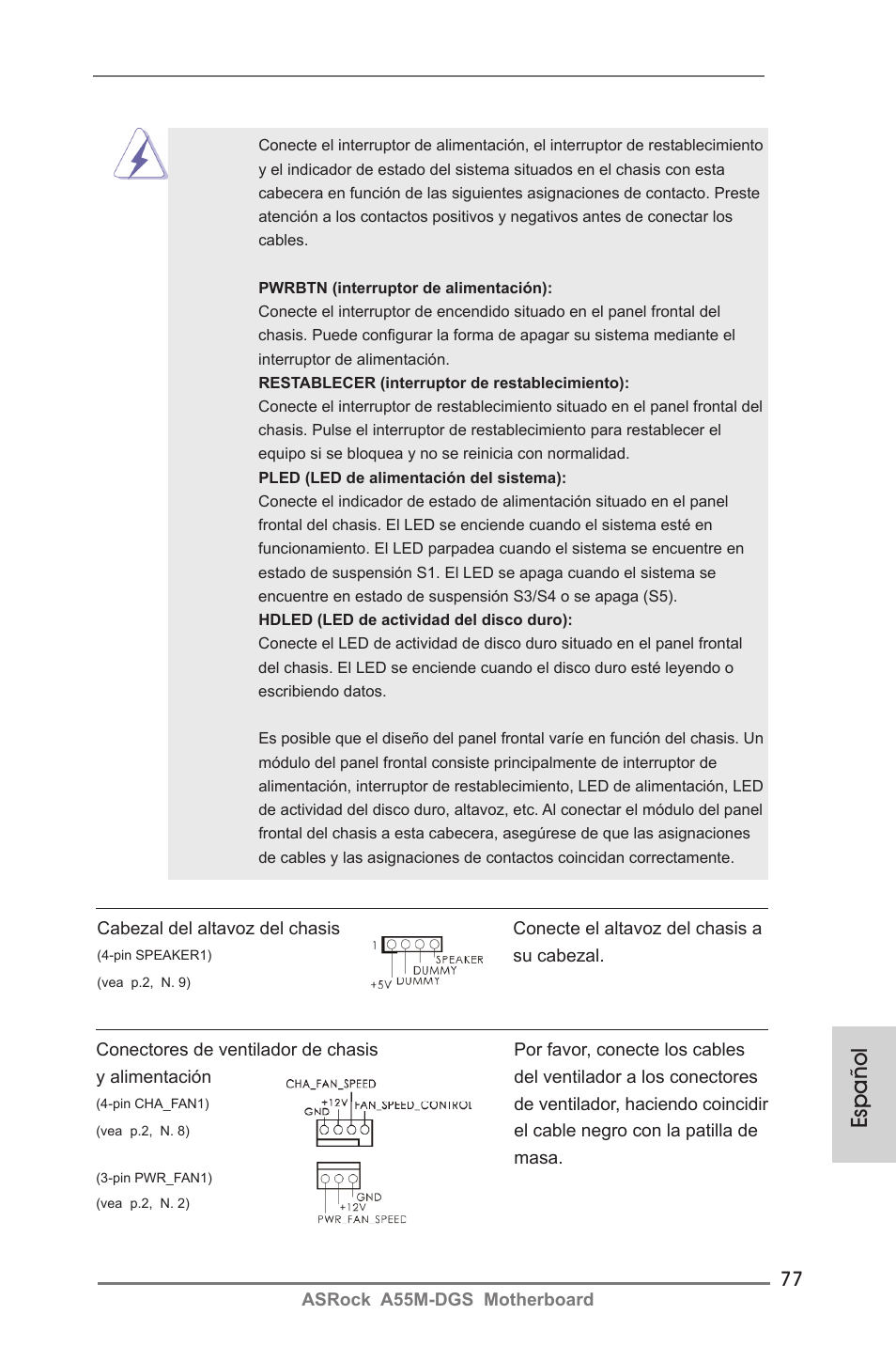 Español | ASRock A55M-DGS User Manual | Page 77 / 163