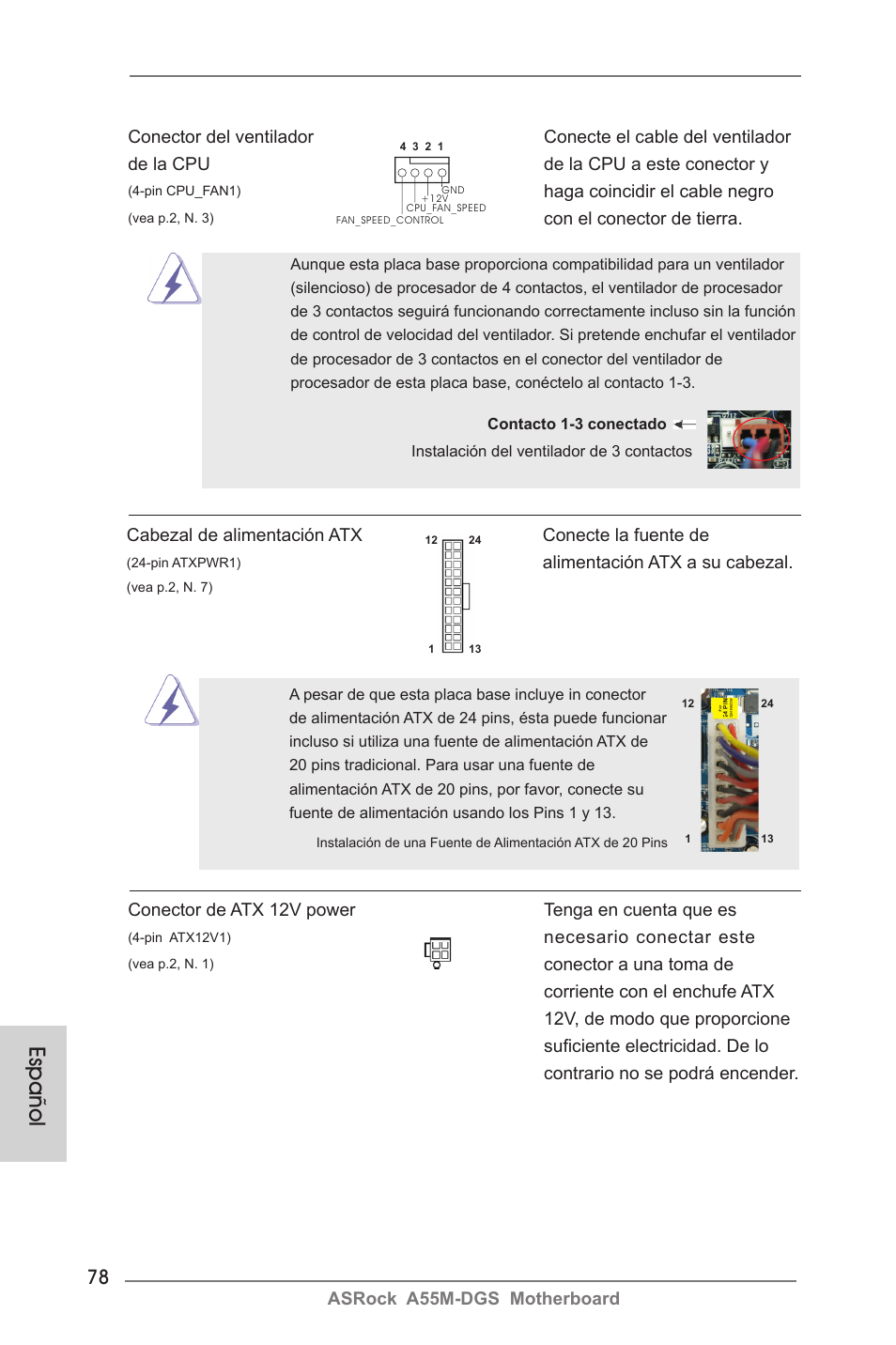 Español | ASRock A55M-DGS User Manual | Page 78 / 163