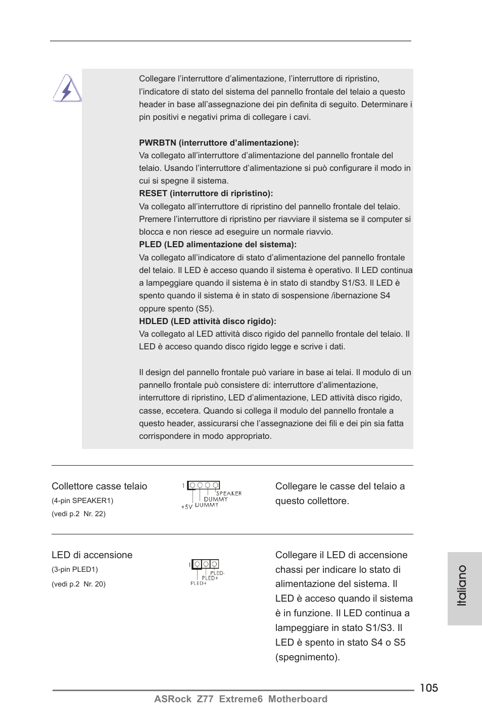 Italiano | ASRock Z77 Extreme6 User Manual | Page 105 / 256
