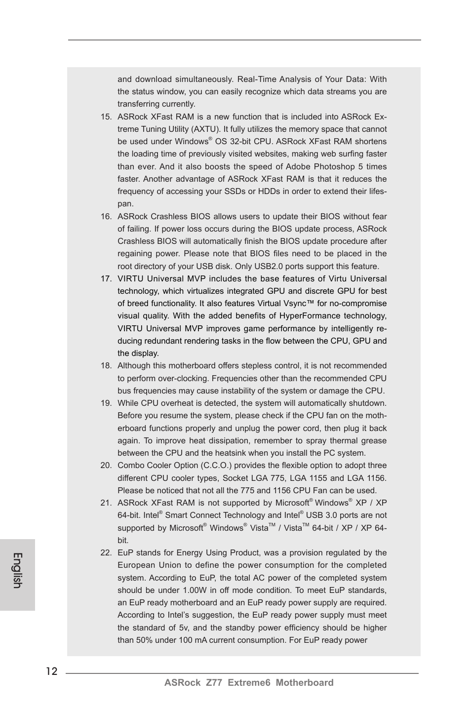 English, Asrock z77 extreme6 motherboard | ASRock Z77 Extreme6 User Manual | Page 12 / 256
