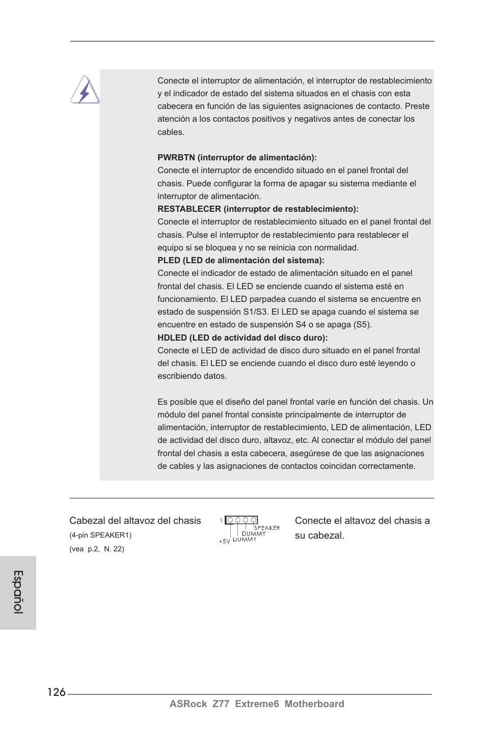 Español | ASRock Z77 Extreme6 User Manual | Page 126 / 256