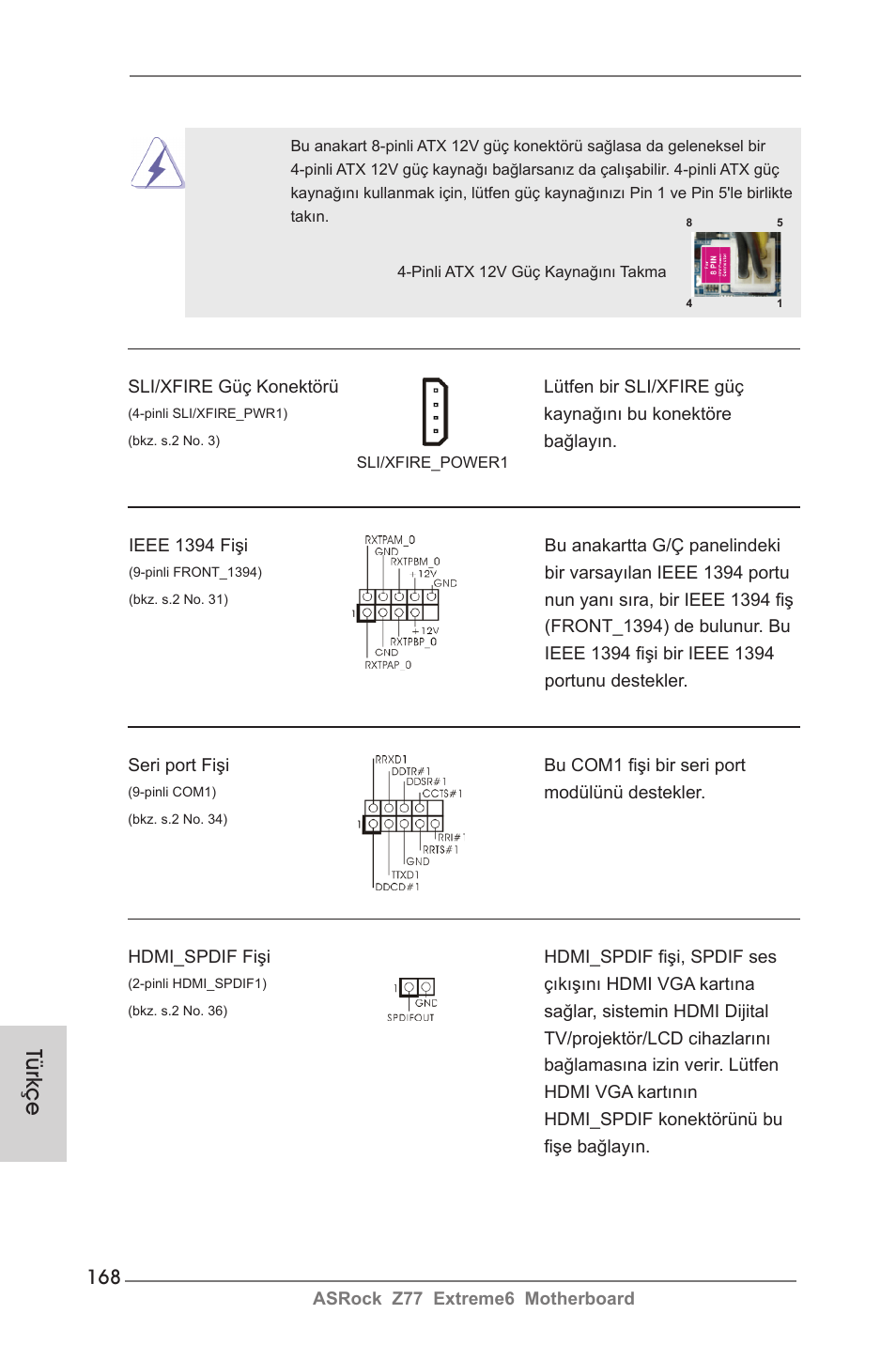 Türkçe | ASRock Z77 Extreme6 User Manual | Page 168 / 256