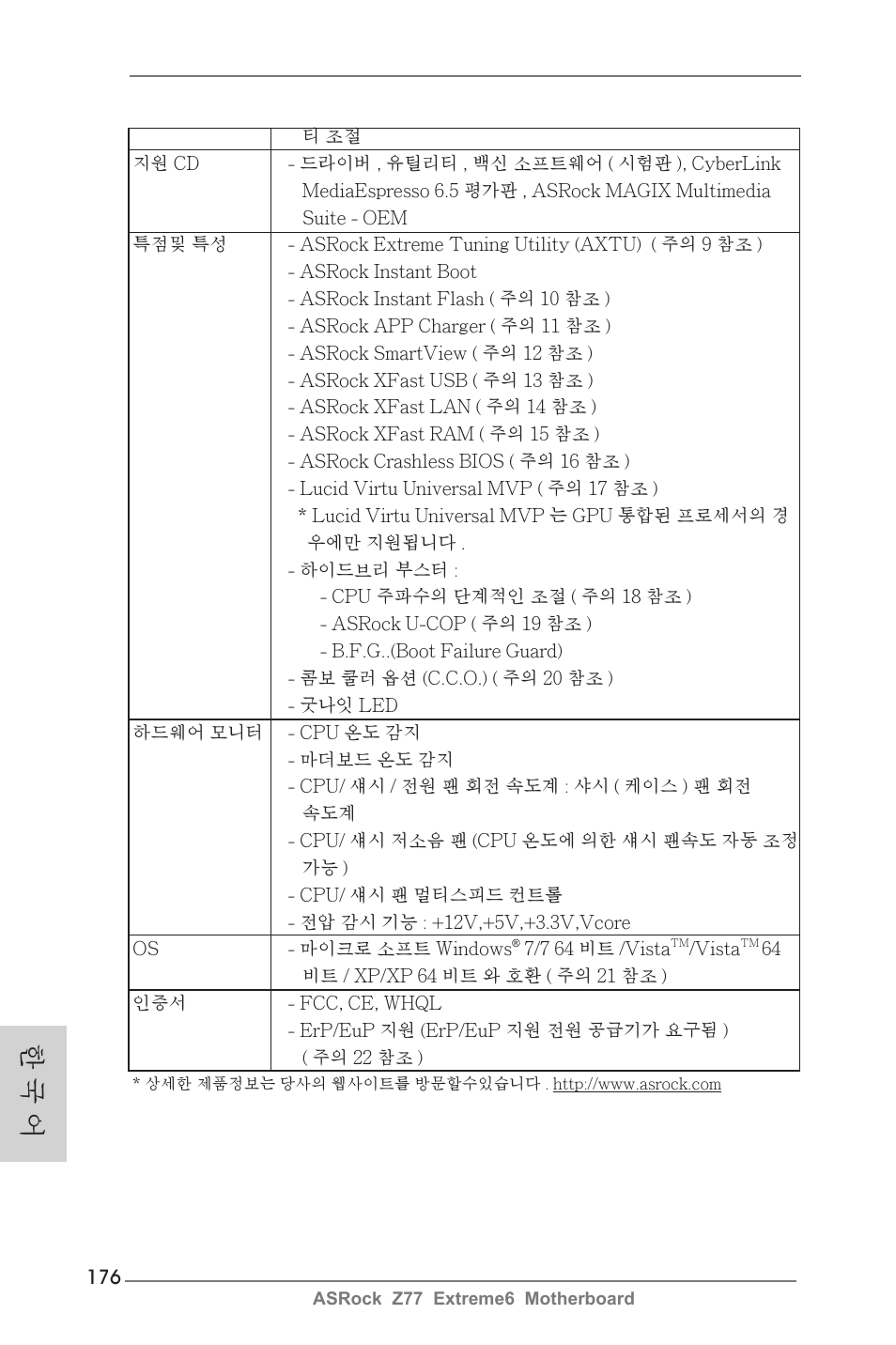 한 국 어 | ASRock Z77 Extreme6 User Manual | Page 176 / 256