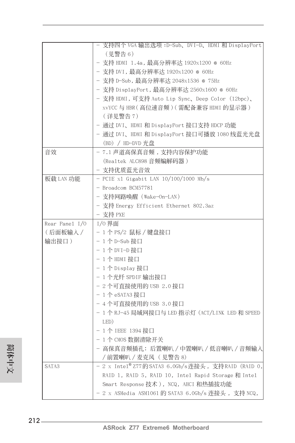 簡體中文 | ASRock Z77 Extreme6 User Manual | Page 212 / 256