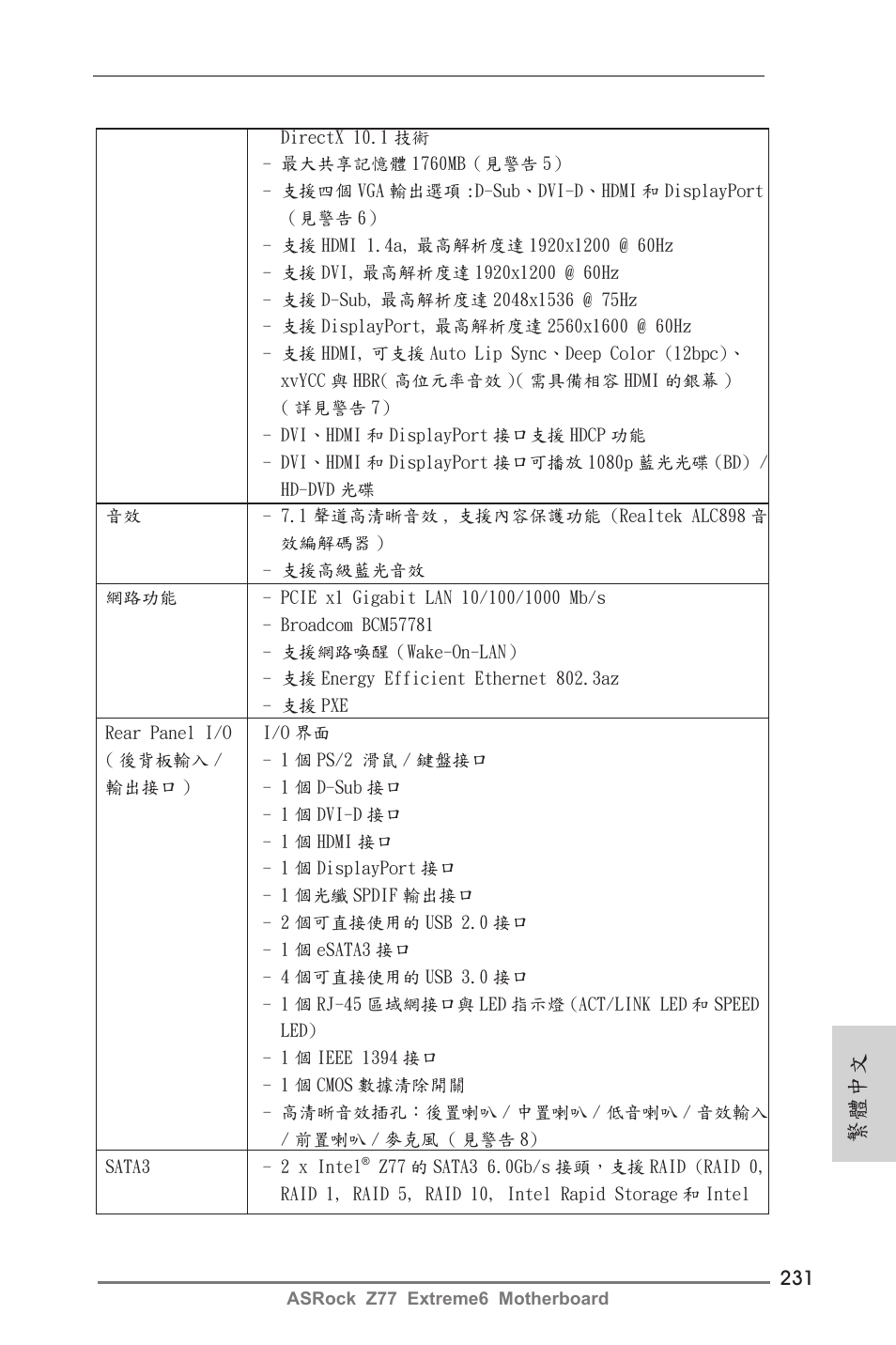 繁體中文 | ASRock Z77 Extreme6 User Manual | Page 231 / 256
