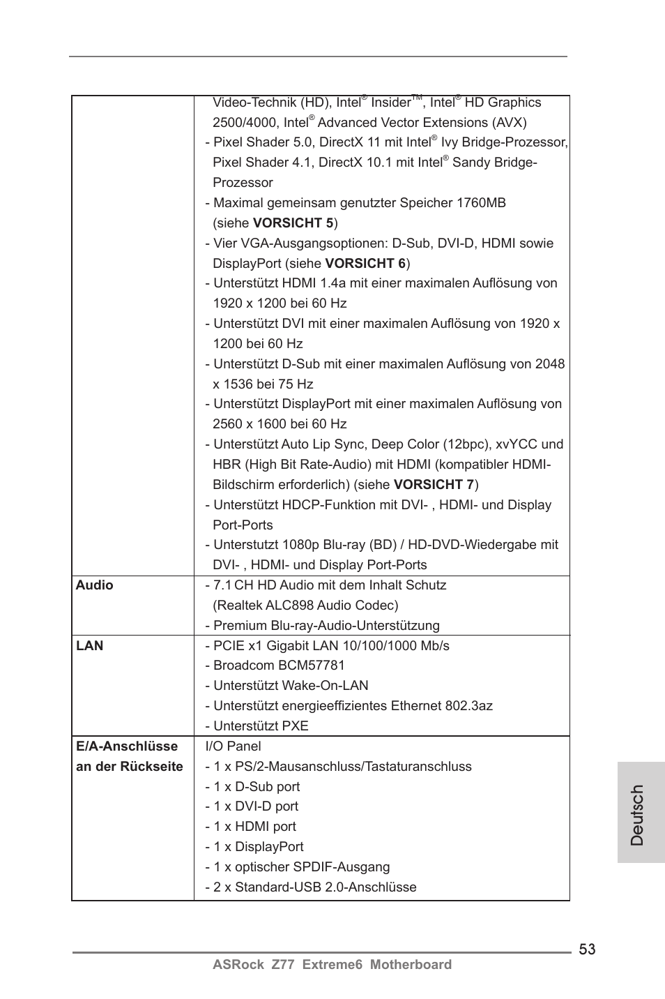Deutsch | ASRock Z77 Extreme6 User Manual | Page 53 / 256