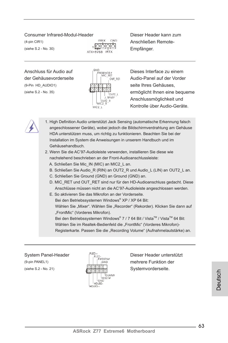 Deutsch | ASRock Z77 Extreme6 User Manual | Page 63 / 256