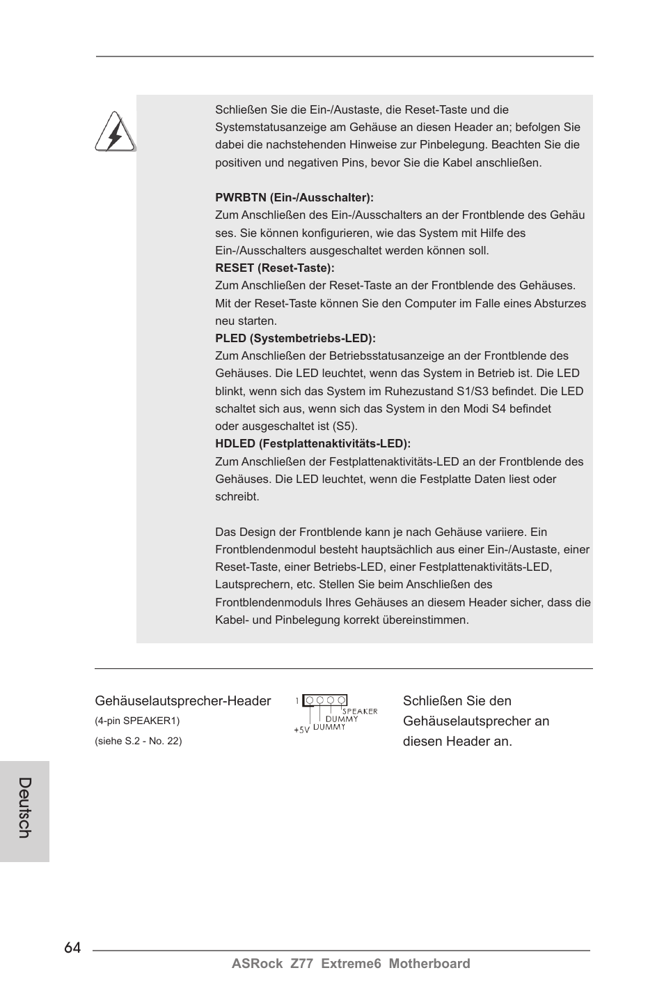 Deutsch | ASRock Z77 Extreme6 User Manual | Page 64 / 256