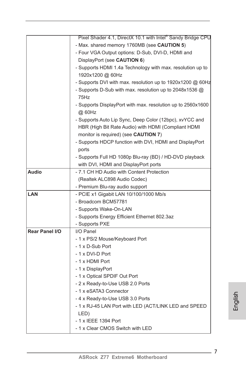 English | ASRock Z77 Extreme6 User Manual | Page 7 / 256