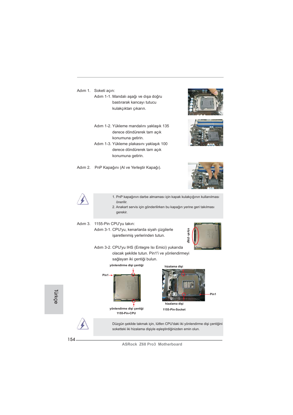 Türkçe | ASRock Z68 Pro3 User Manual | Page 154 / 256