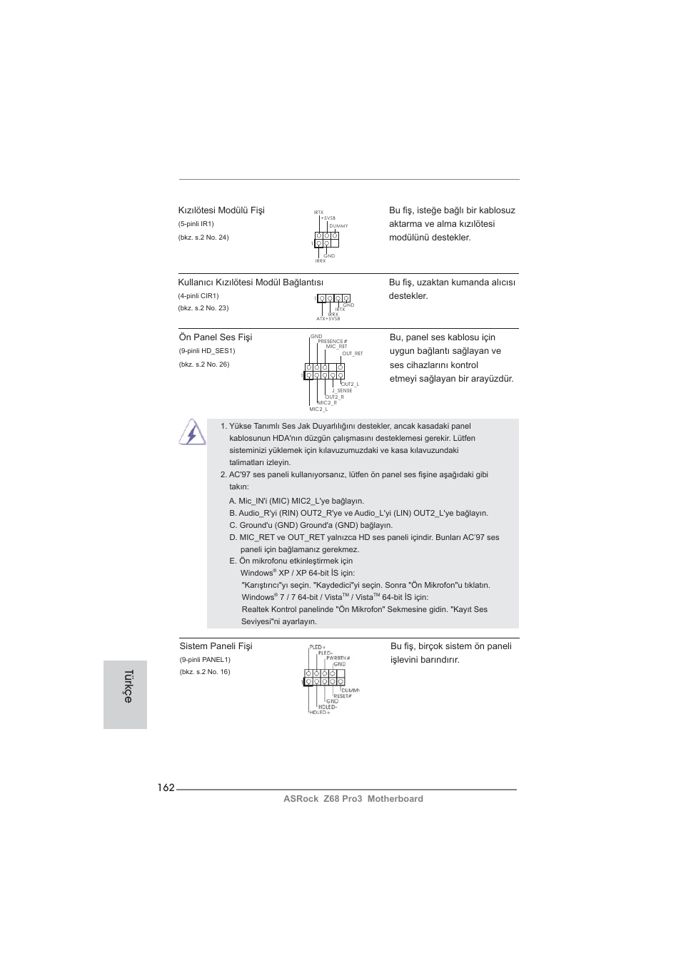 Türkçe | ASRock Z68 Pro3 User Manual | Page 162 / 256