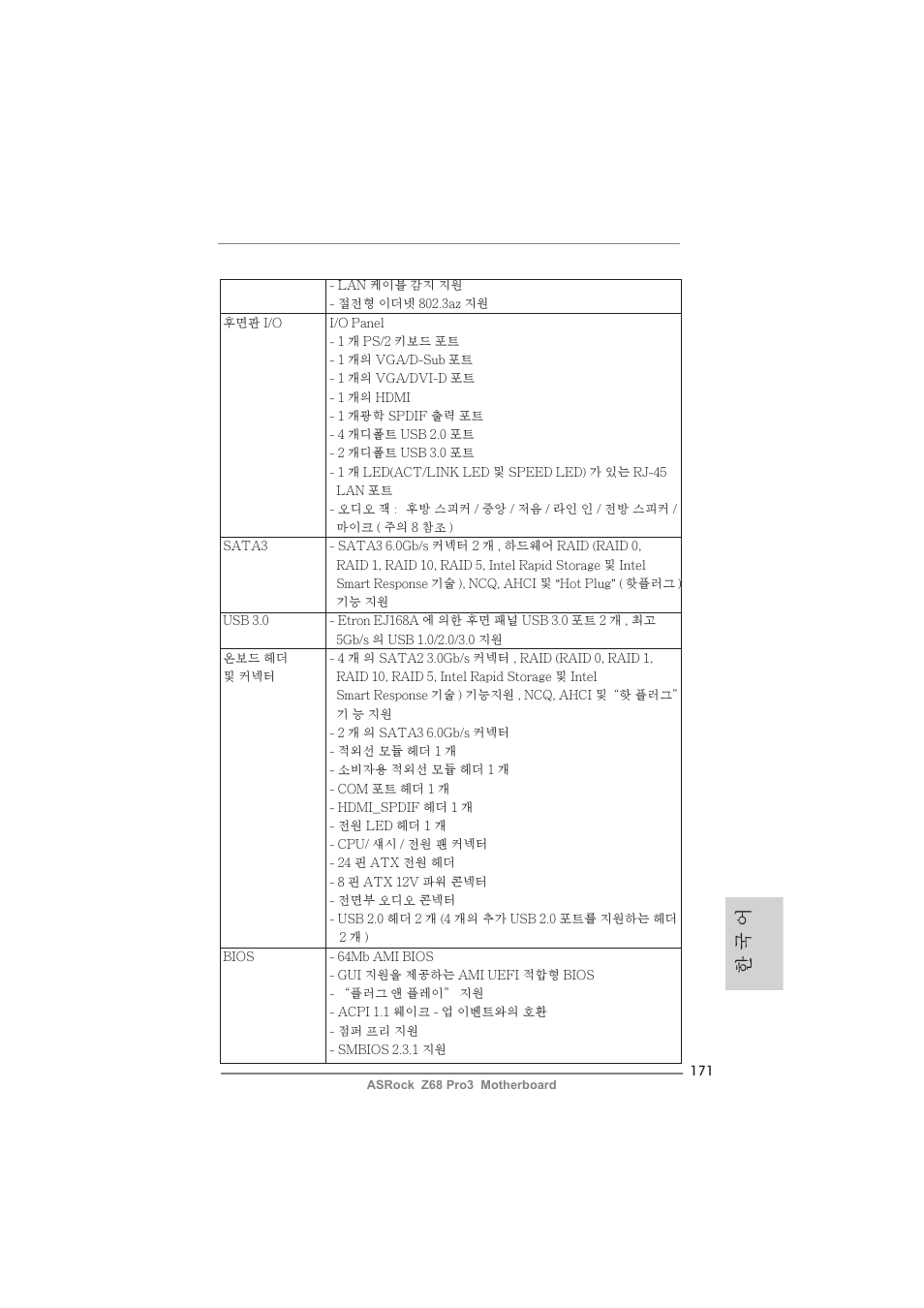 한 국 어 | ASRock Z68 Pro3 User Manual | Page 171 / 256