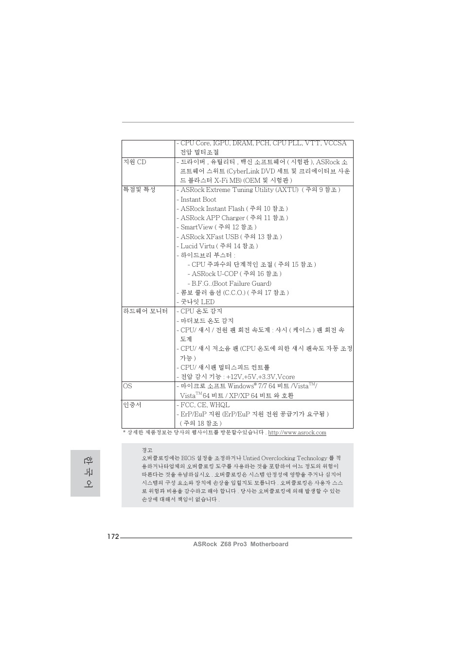 한 국 어 | ASRock Z68 Pro3 User Manual | Page 172 / 256