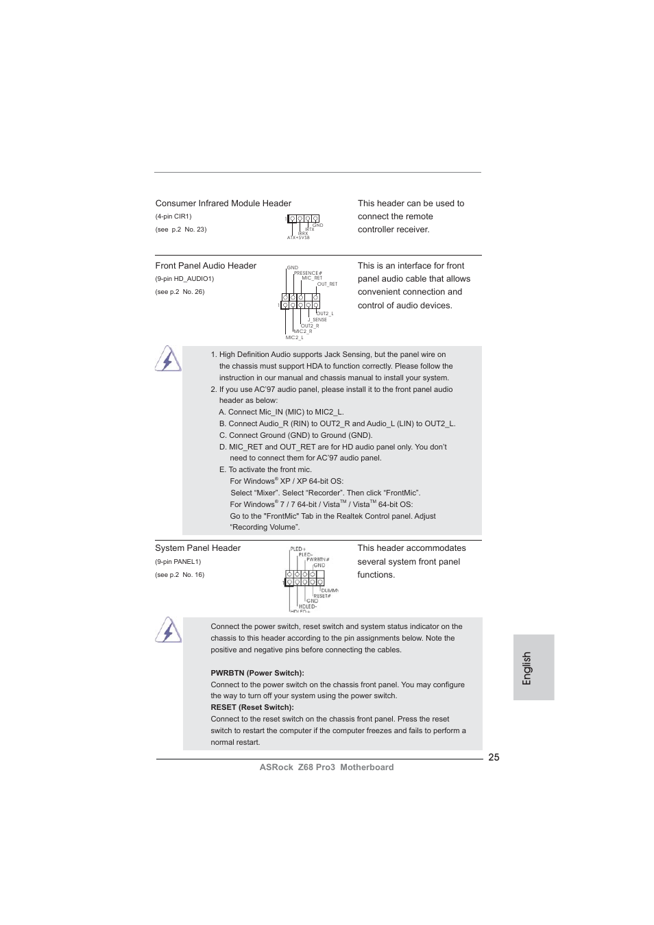 English | ASRock Z68 Pro3 User Manual | Page 25 / 256