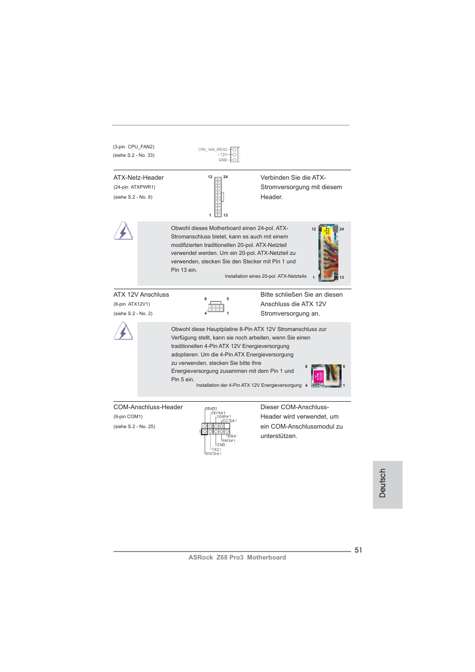 Deutsch | ASRock Z68 Pro3 User Manual | Page 51 / 256