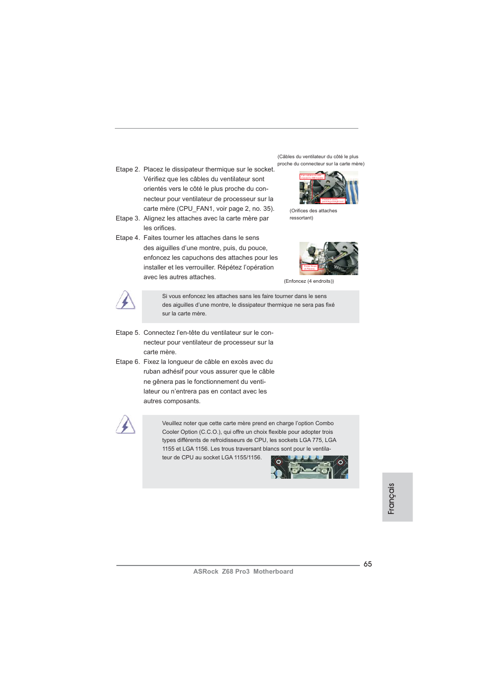 Français | ASRock Z68 Pro3 User Manual | Page 65 / 256