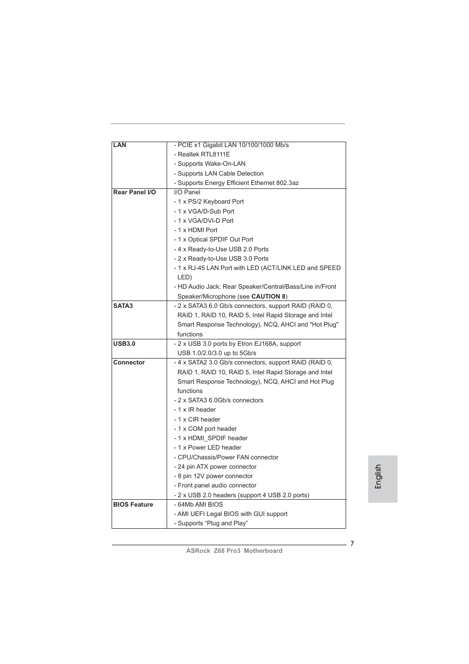 English | ASRock Z68 Pro3 User Manual | Page 7 / 256