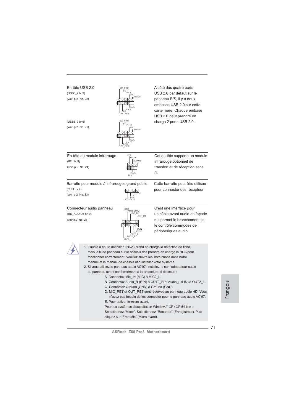 Français | ASRock Z68 Pro3 User Manual | Page 71 / 256