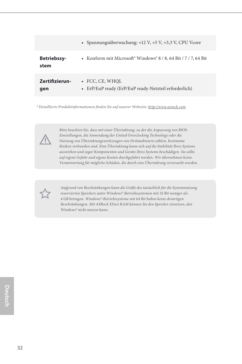 Deutsch | ASRock H87M Pro4 User Manual | Page 34 / 163