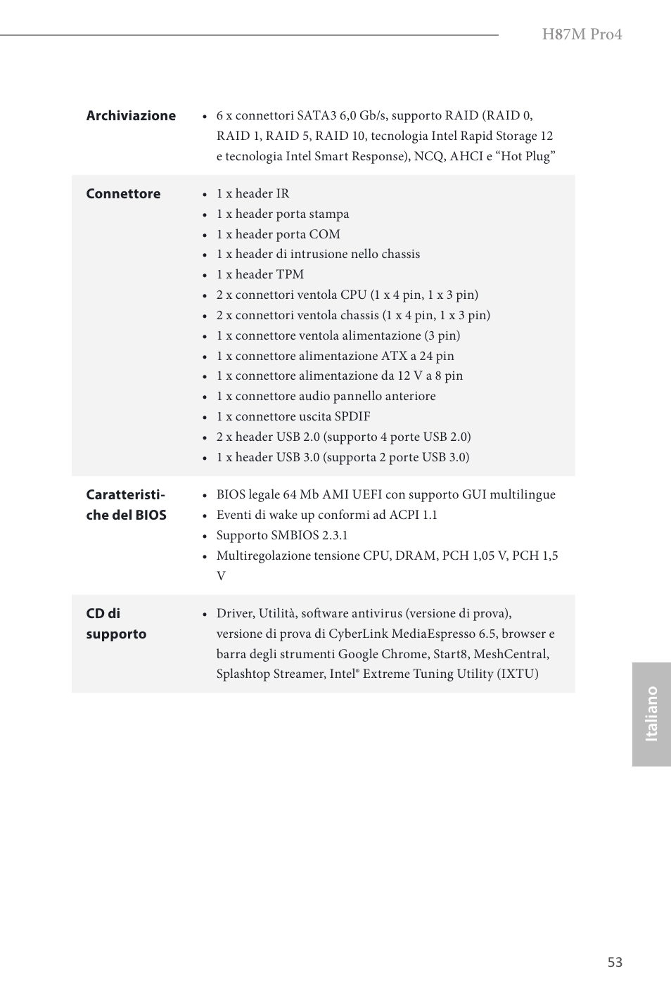 H 8 7m pro4, Italiano | ASRock H87M Pro4 User Manual | Page 55 / 163
