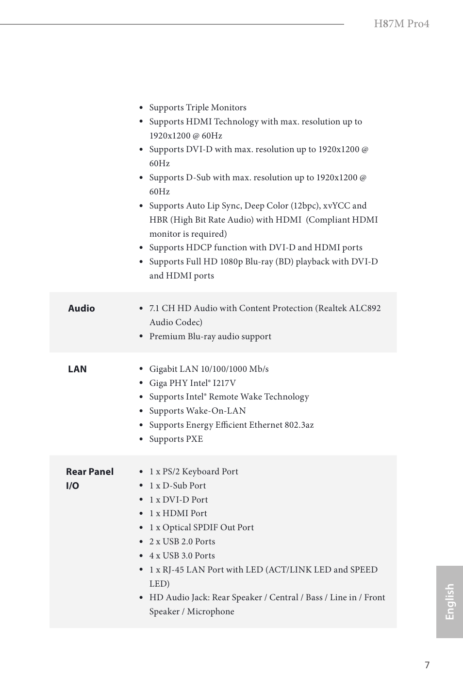 H 8 7m pro4, English | ASRock H87M Pro4 User Manual | Page 9 / 163