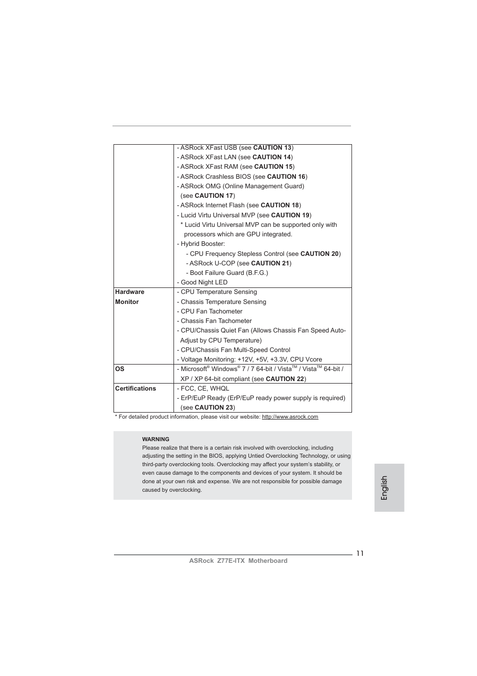English | ASRock Z77E-ITX User Manual | Page 11 / 199