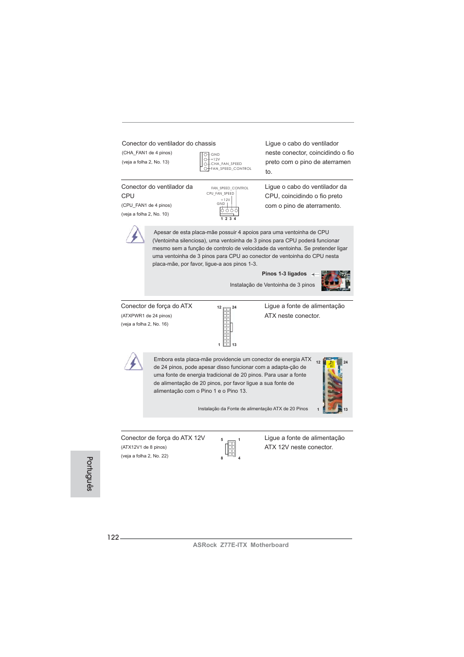 Po rtuguês | ASRock Z77E-ITX User Manual | Page 122 / 199