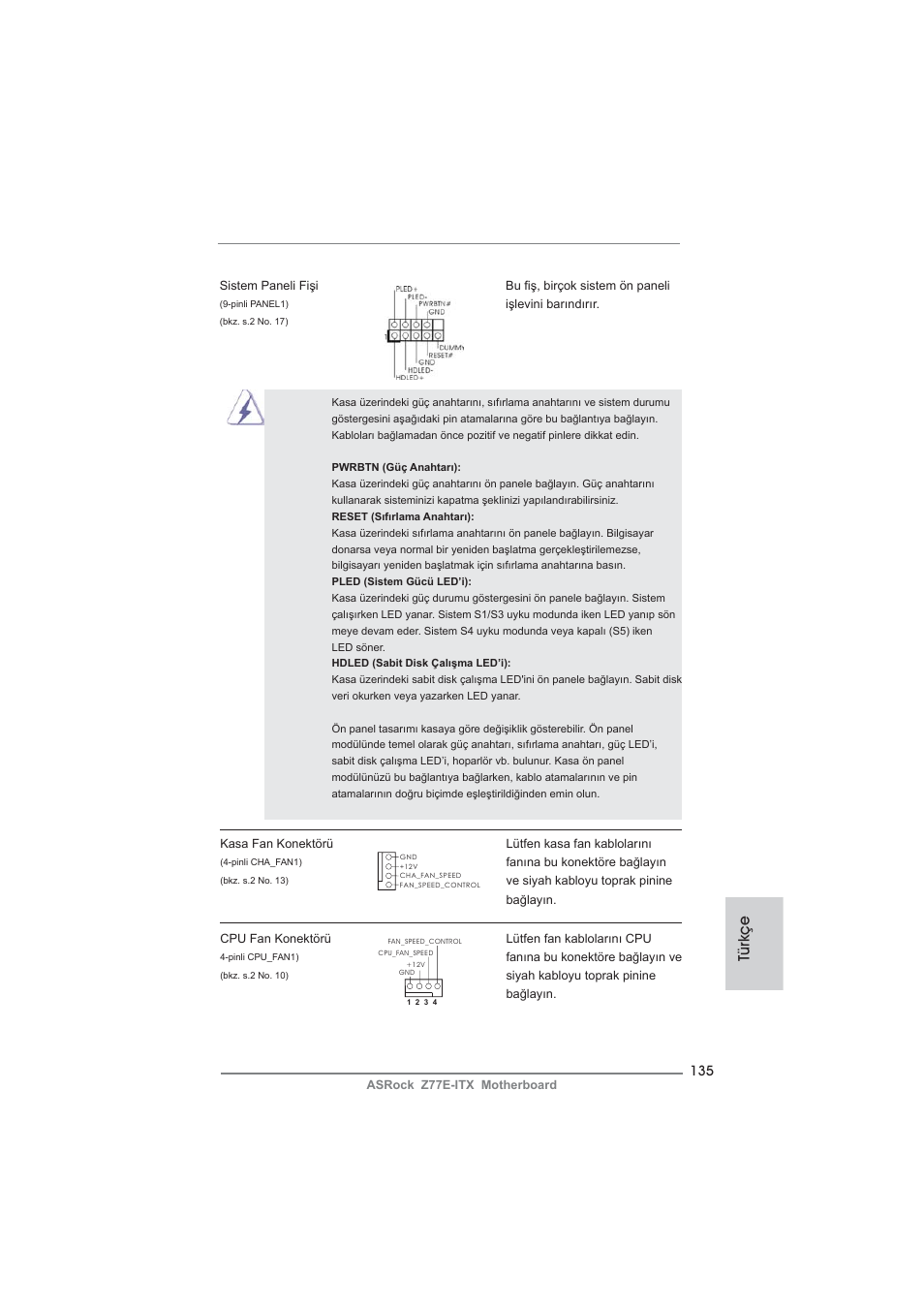 Türkçe | ASRock Z77E-ITX User Manual | Page 135 / 199