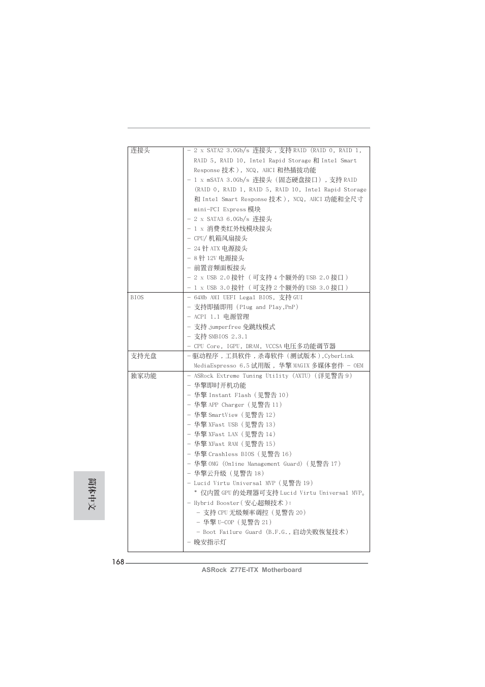 簡體中文 | ASRock Z77E-ITX User Manual | Page 168 / 199