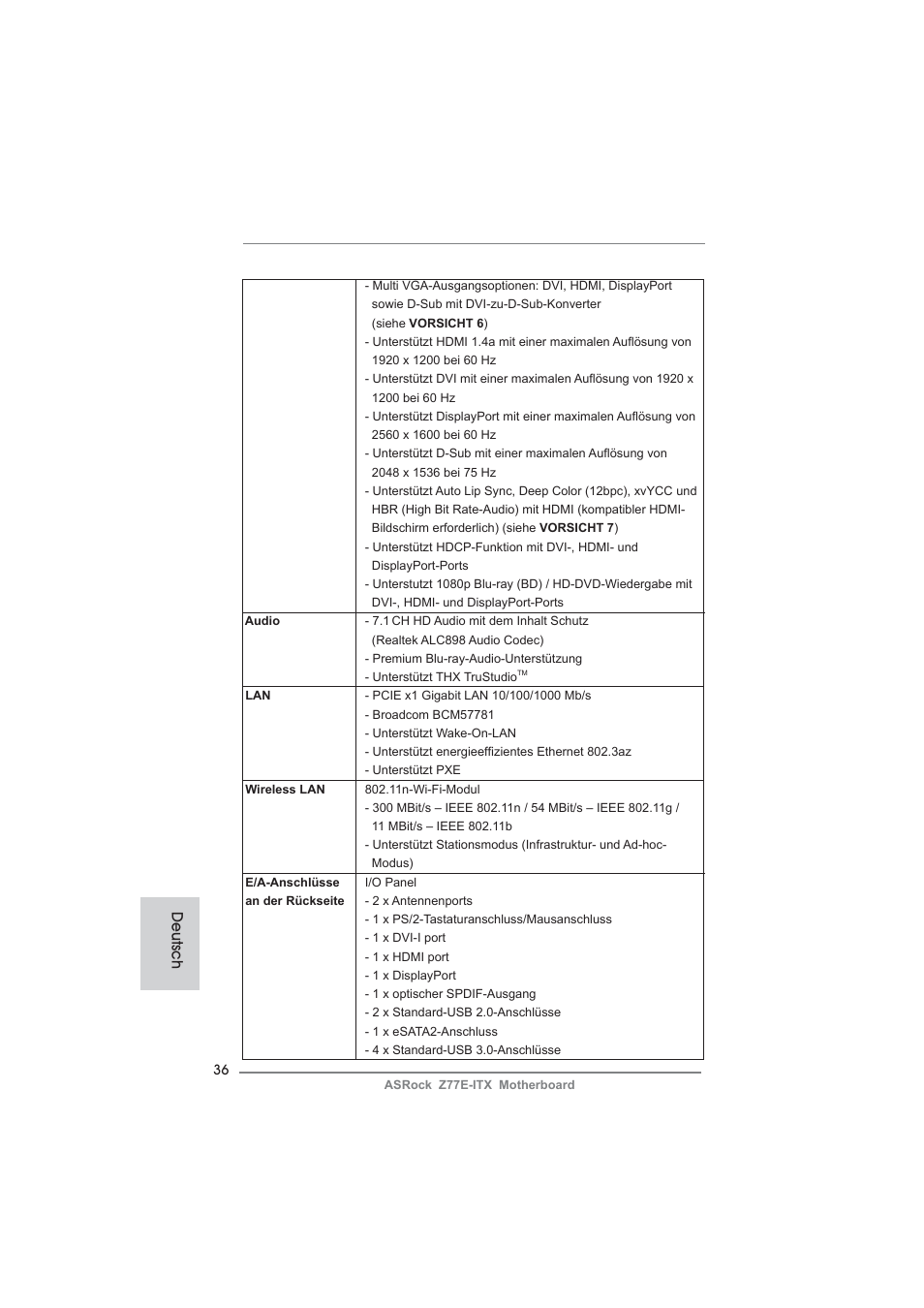 Deutsch | ASRock Z77E-ITX User Manual | Page 36 / 199