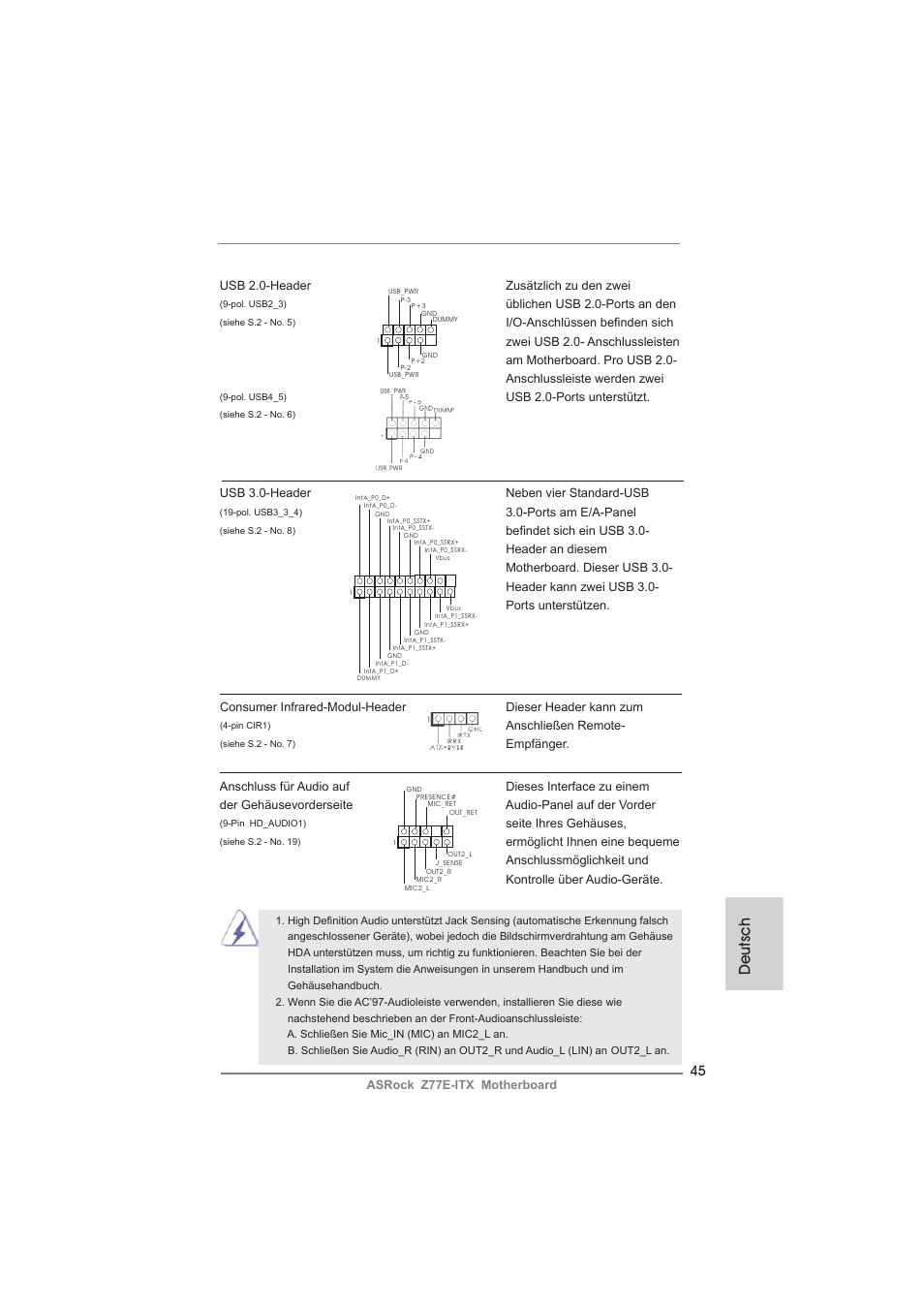 Deutsch | ASRock Z77E-ITX User Manual | Page 45 / 199