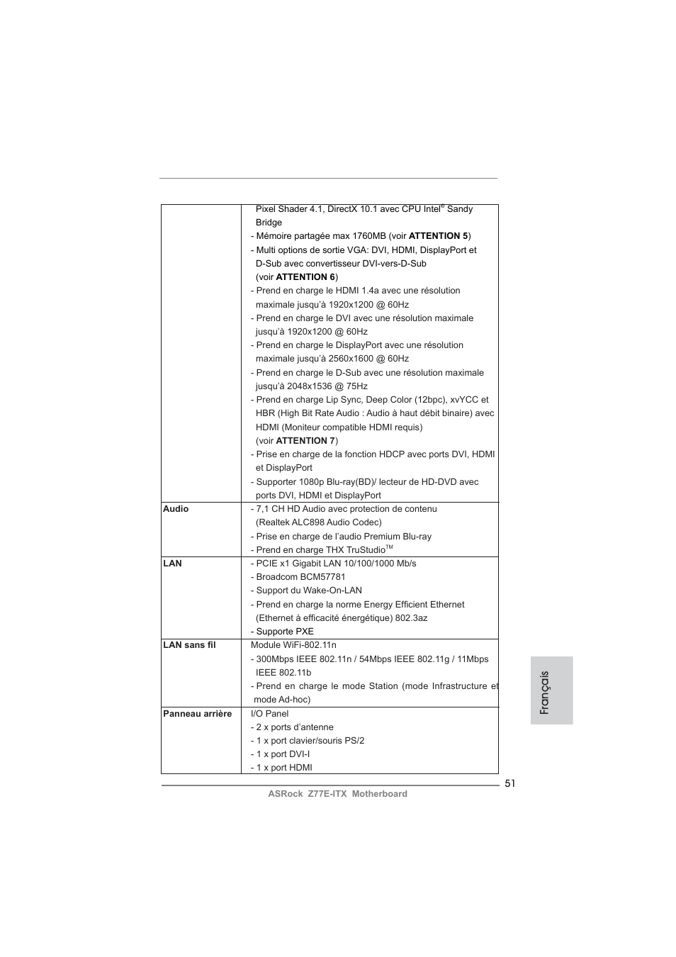 Français | ASRock Z77E-ITX User Manual | Page 51 / 199