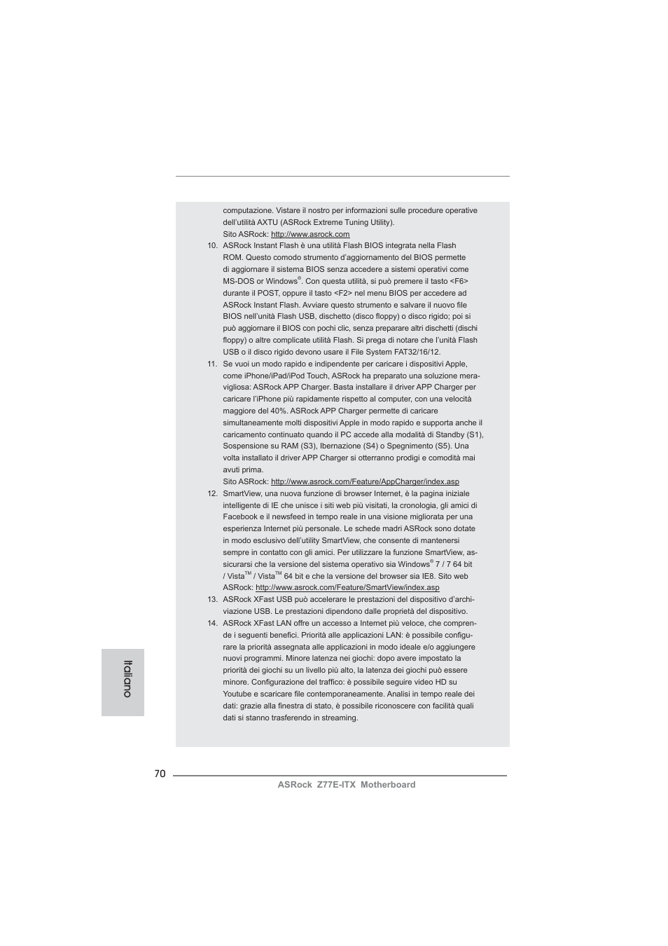 Italiano | ASRock Z77E-ITX User Manual | Page 70 / 199