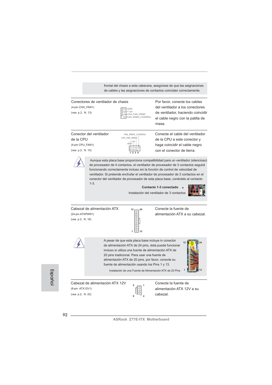 Español | ASRock Z77E-ITX User Manual | Page 92 / 199
