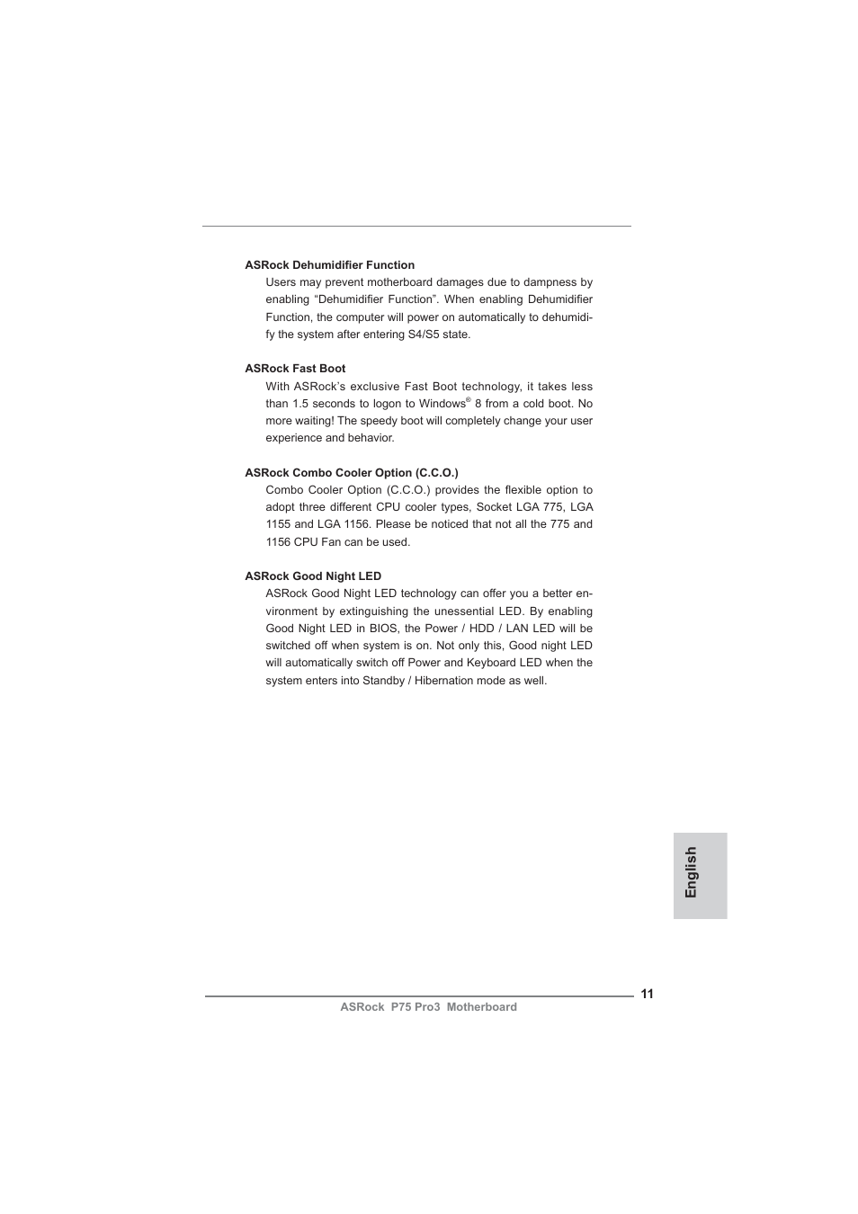 English | ASRock P75 Pro3 User Manual | Page 11 / 151