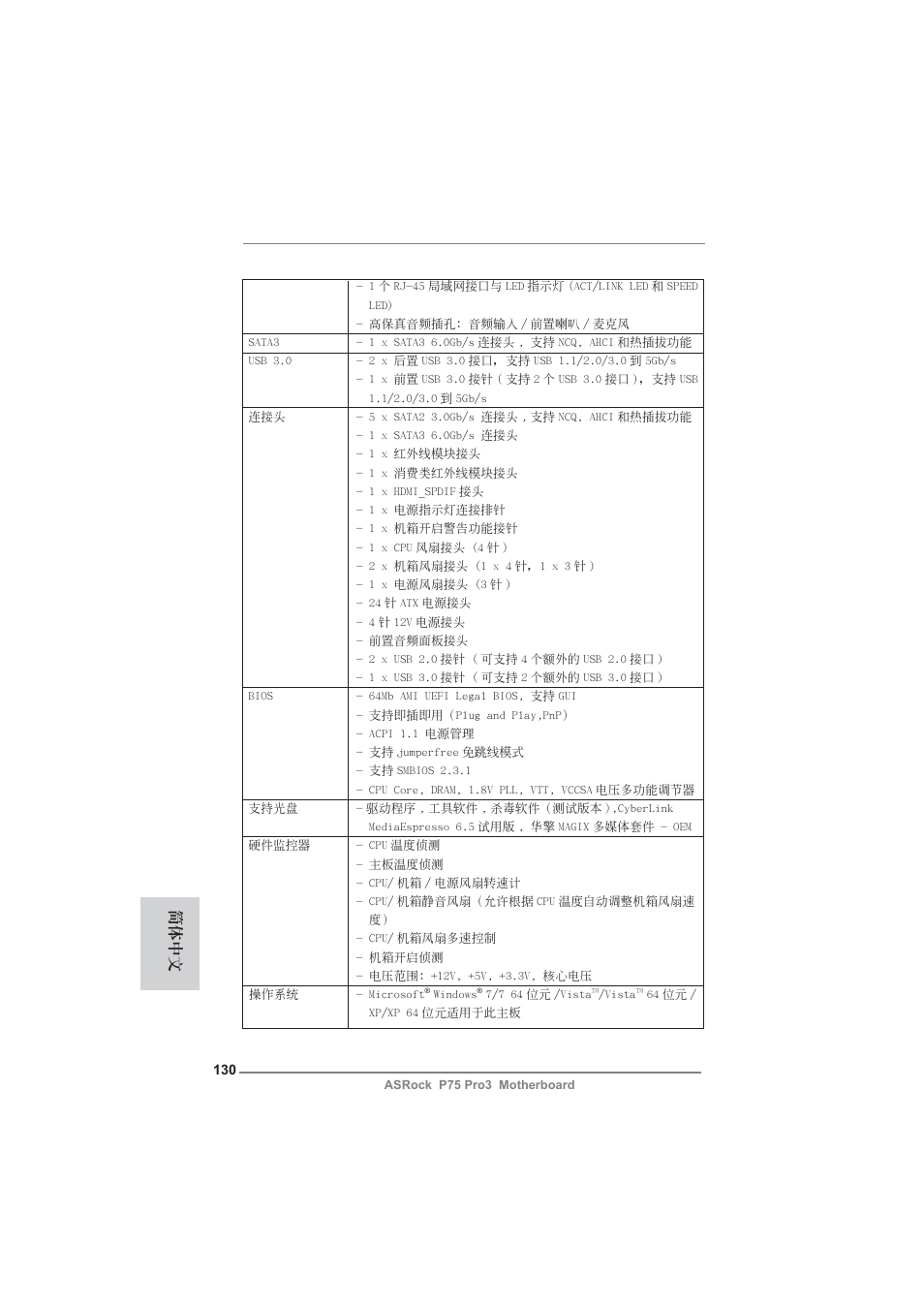 簡體中文 | ASRock P75 Pro3 User Manual | Page 130 / 151