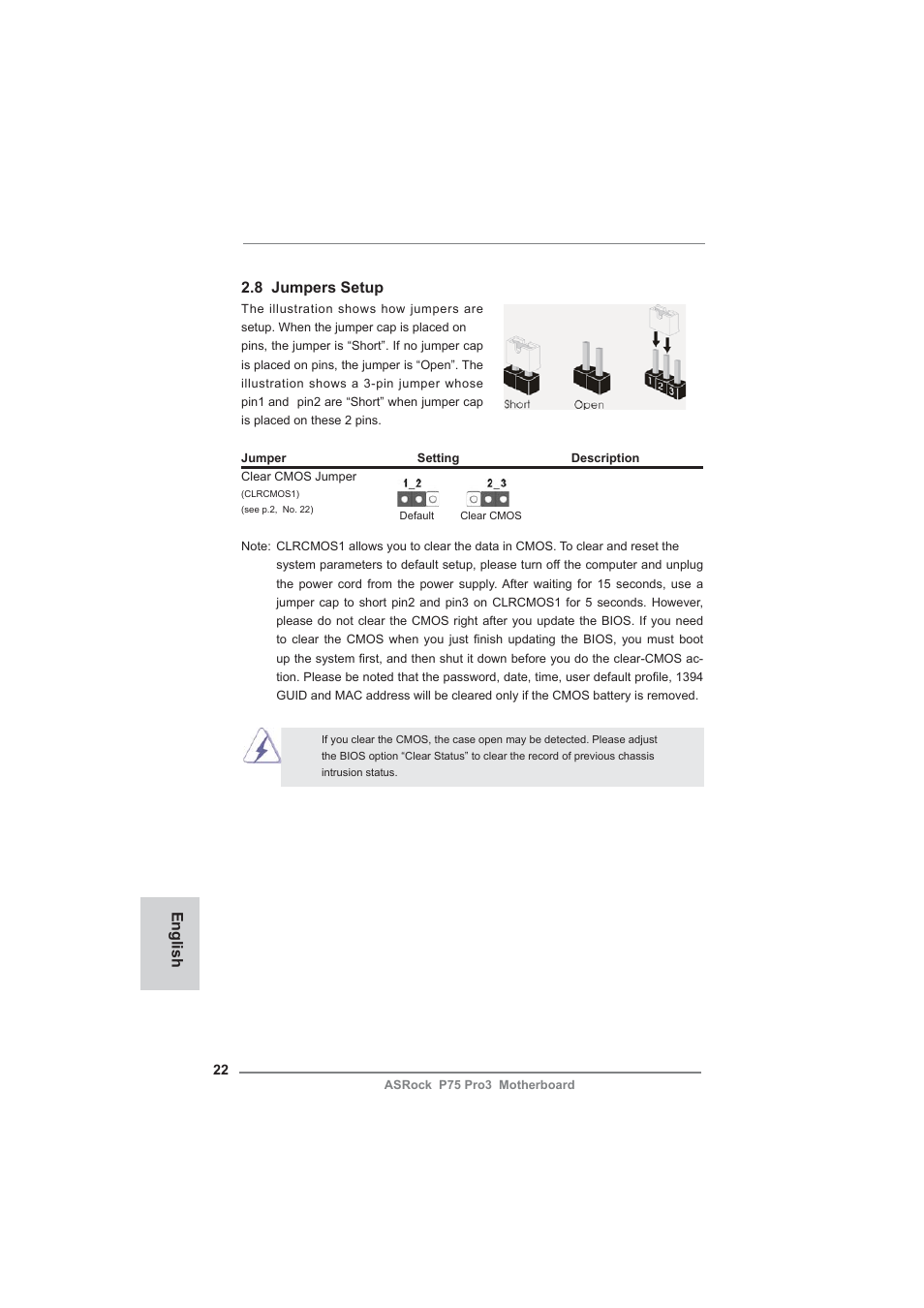 English 2.8 jumpers setup | ASRock P75 Pro3 User Manual | Page 22 / 151