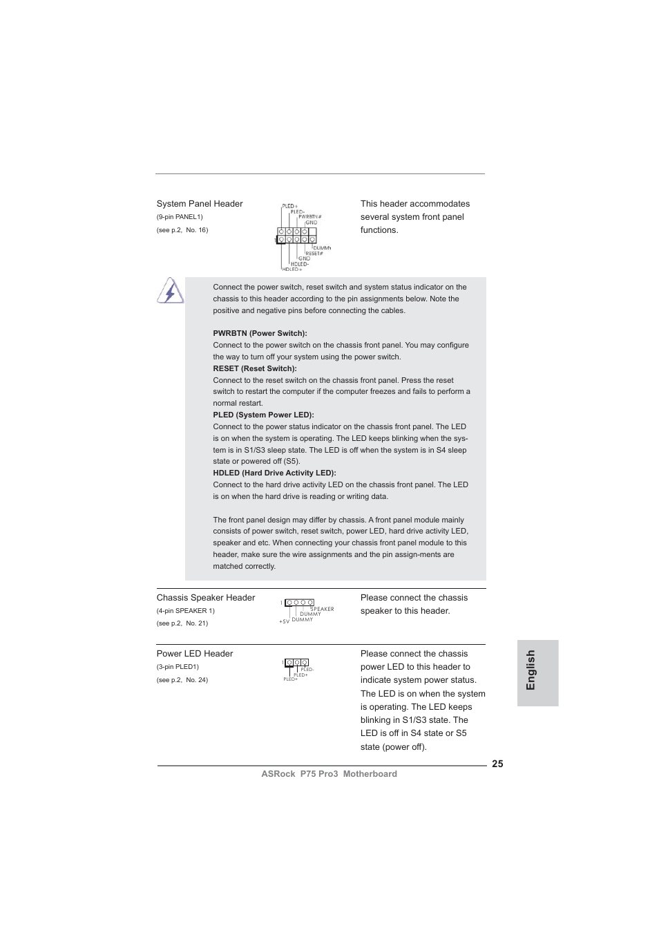 English | ASRock P75 Pro3 User Manual | Page 25 / 151