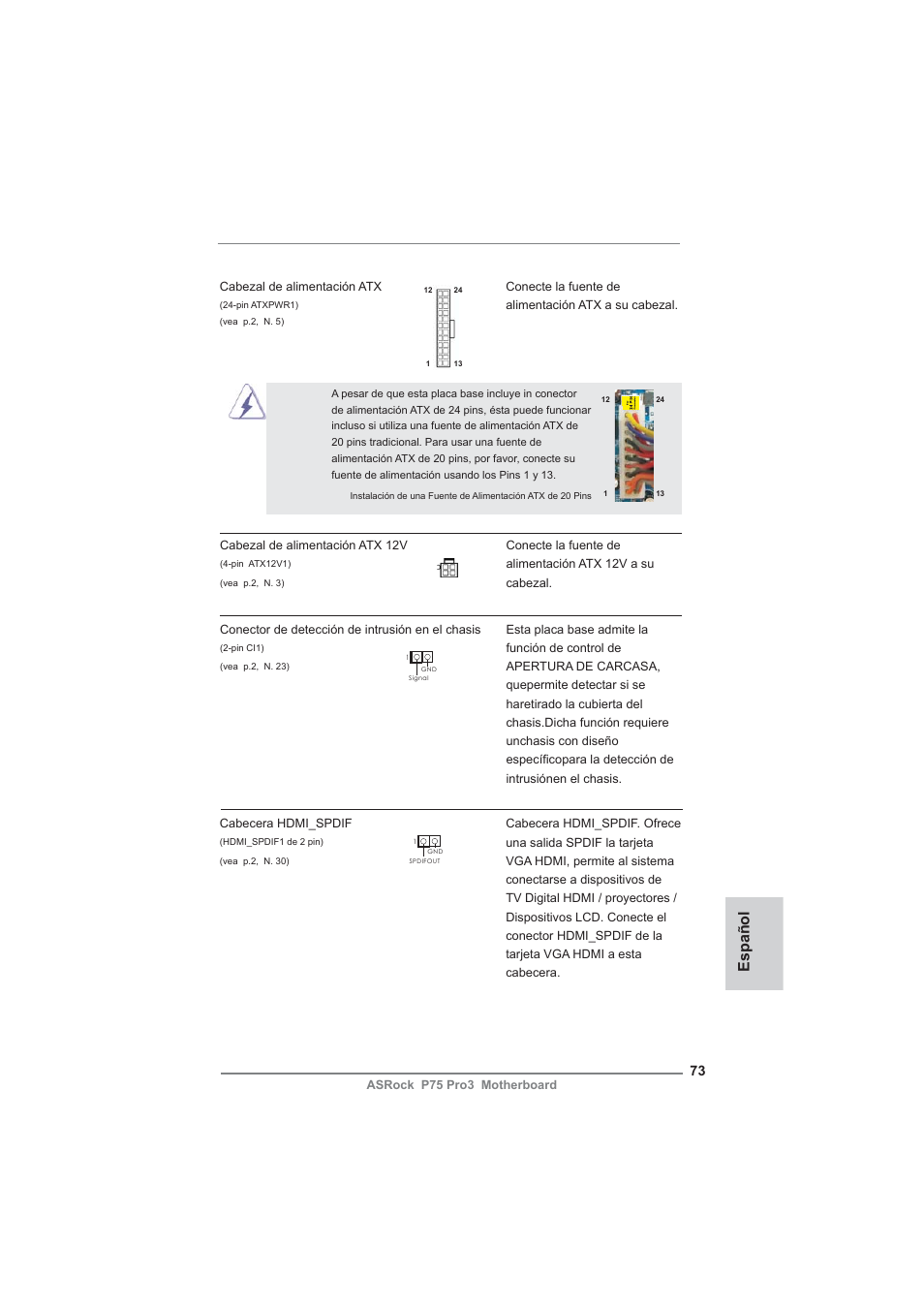 Español | ASRock P75 Pro3 User Manual | Page 73 / 151