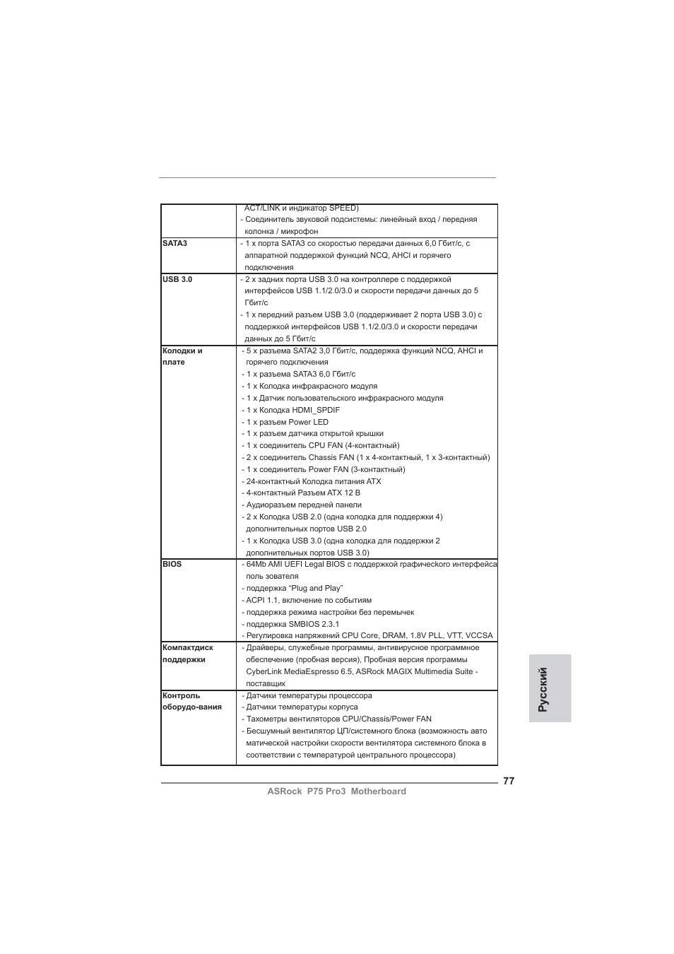 Ру сский | ASRock P75 Pro3 User Manual | Page 77 / 151