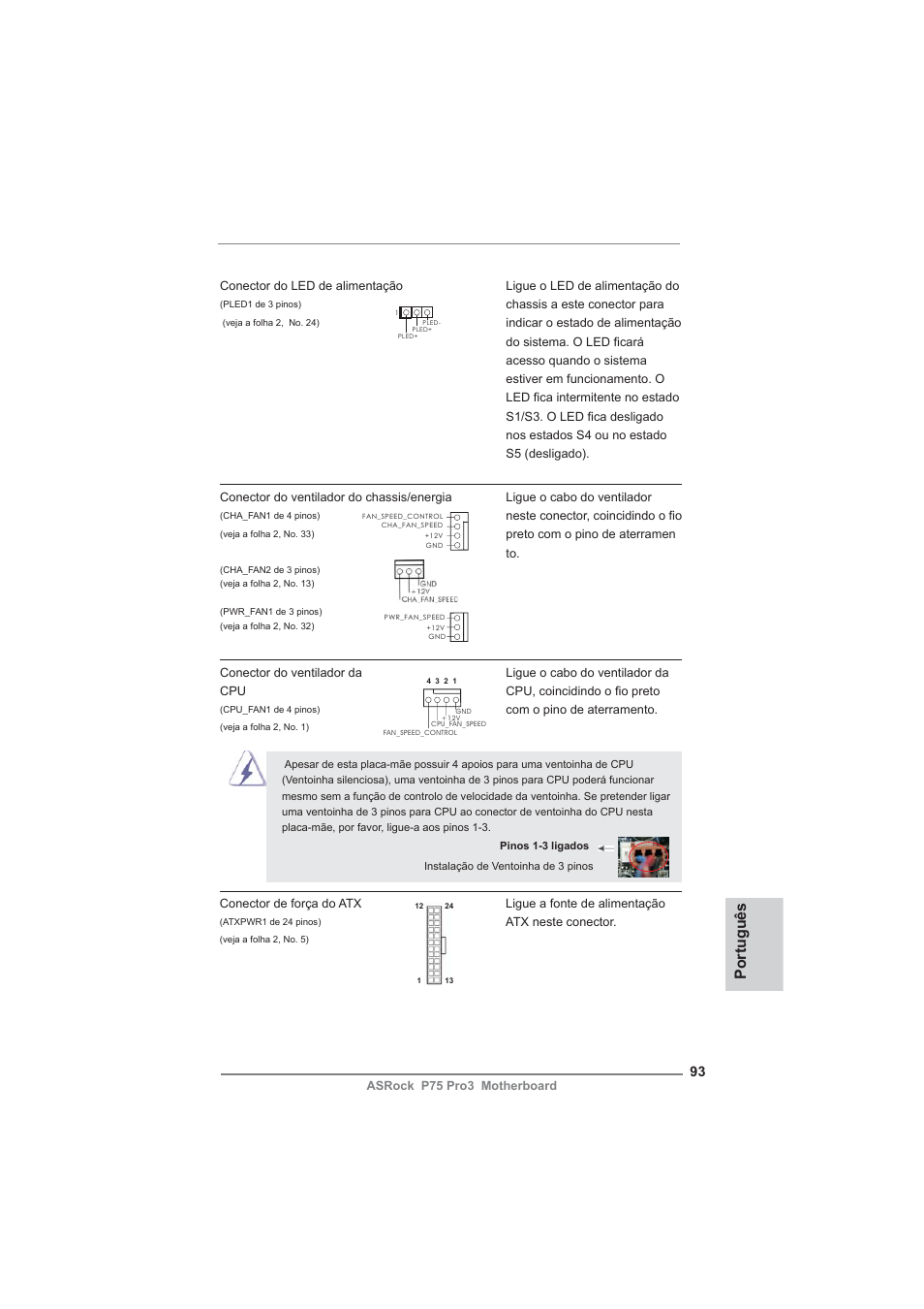 Português | ASRock P75 Pro3 User Manual | Page 93 / 151