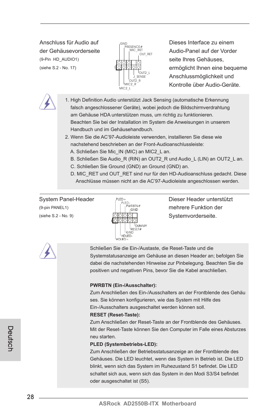 Deutsch | ASRock AD2550B-ITX User Manual | Page 28 / 140