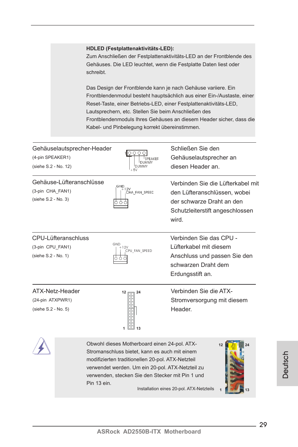 Deutsch | ASRock AD2550B-ITX User Manual | Page 29 / 140